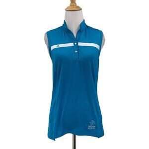 Adidas Polo Top Womens S Small Lagoon Puremotion Coolmax Sleeveless Golf *LOGO